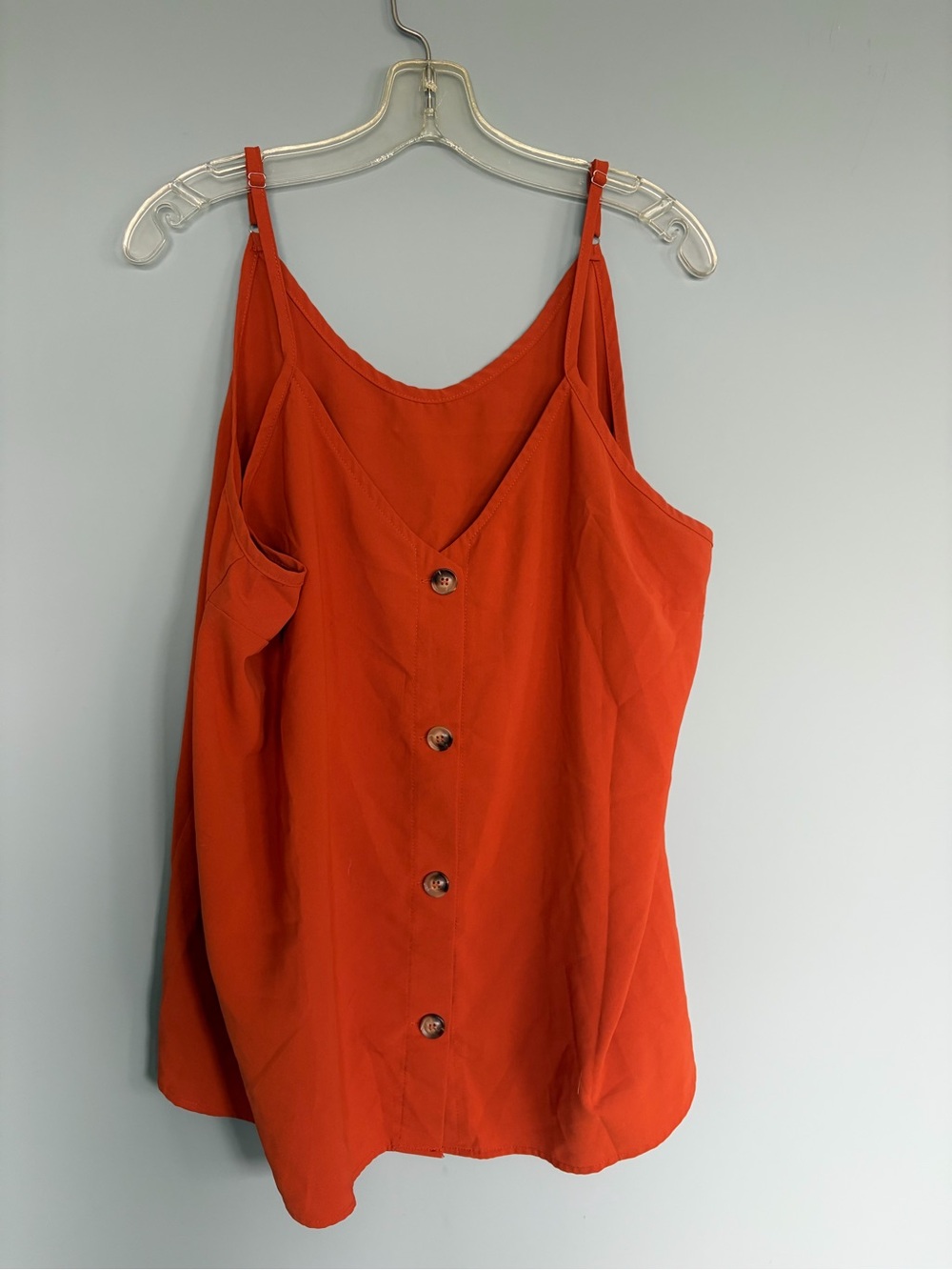 Women's Burnt Orange Button-Front Spaghetti Strap Top